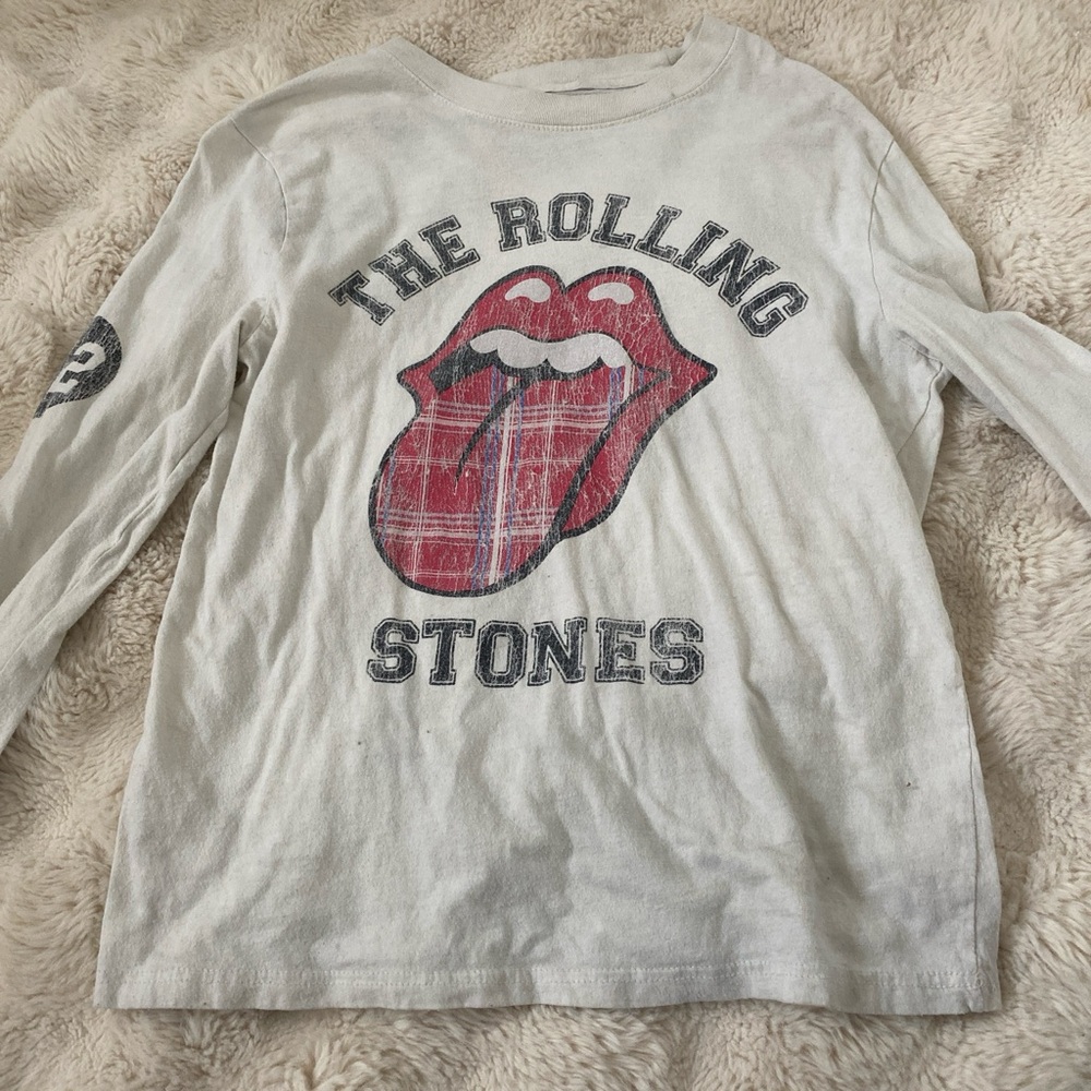 The Rolling Stones Kids Long Sleeve Shirt in White and Red